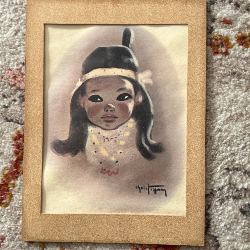 Gerda Christoffersen Vintage Native American Child Portrait Lithograph Print